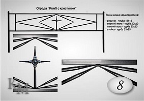 Ограда на могилу из металла №8
